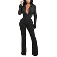 thumbnail image 1 of Scyoekwg Workout Outfits For Women Slim Long Sleeve Tops Wide Leg Pants Matching Outfits Fashion Casual Sweatsuit Tracksuit (Black,M), 1 of 6
