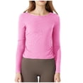 thumbnail image 1 of Scyoekwg Yoga Tops for Women Crew Neck Slim Yoga Sports Fitness Top Loose Lightweight Solid Color Long Sleeve Women Blouses Trendy Pullover (Pink,S), 1 of 4