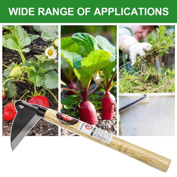 Scythe Garden Hoe, Hand Weeding Tool with T and L Shaped Blades, 13x33cm Composite Steel, for Digging Weeding Trenching, Gardening Gift