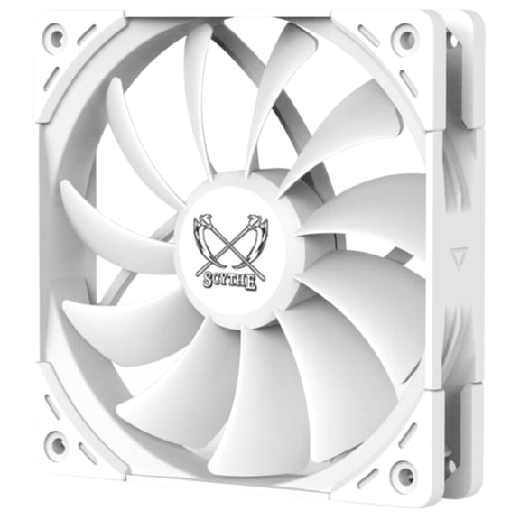 Scythe Kaze Flex II 120 PWN, 120mm x 25mm Air Flow Optimized Quiet Operating Computer Case Fan, Fluid Dynamic Bearing, 4-Pin Connector, Single Pack (White Edition - 2000 RPM)