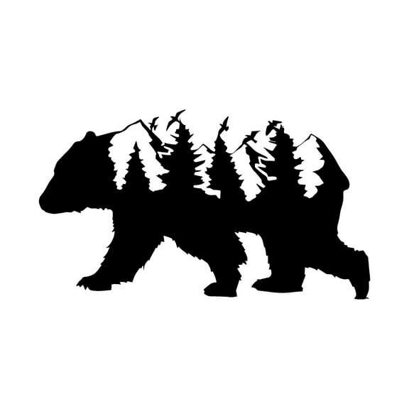 ✅​Sdcart Bear In Forest Metal Wall Art - Woodland Silhouette Gallery Flat Iron Sculpture Rustic Lodge Decor Wildlife Scene Nature Theme Cabin Accent Matte Black Wilderness Artwork With Pine Trees​