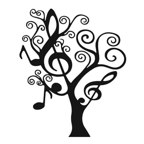 ✅​Sdcart Musical Symbol Tree Metal Wall Art - Treble Clef Branch Gallery Flat Iron Sculpture Harmony Theme Decor Contemporary Music Lover Gift Piano Room Accent Matte Black Fusion Artwork​