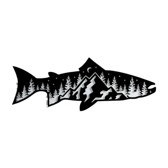 ​Sdcart Swimming Fish Metal Wall Art - Ocean Themed Iron Silhouette Flat Gallery Decor Coastal Nautical Bathroom Accent Piece Marine Life Aquatic Animal Sculpture For Beach House Decor With Textured