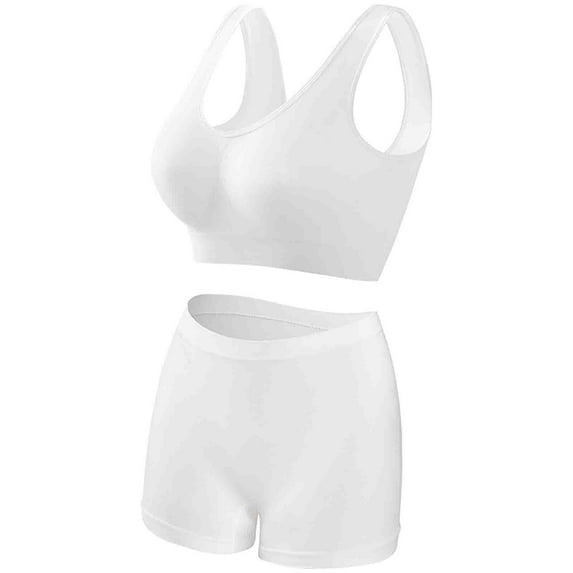 Sdeycui Womens Sports Bra Boy Shorts Sets Bra and Underwear Stretch Boxer Briefs Workout Yoga 2 Pieces Set