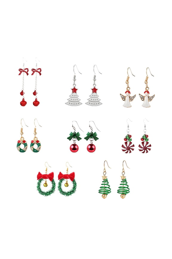 9 Pairs Christmas Earrings for Women Christmas Drop Dangle Earrings Set Christmas Tree Holiday Earrings Hook Earrings Party Jewelry Christmas Gifts