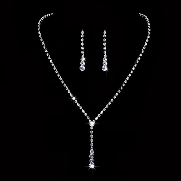 Sdmnsg-T Bride Crystal Necklace Earrings Set Bridal Wedding Jewelry Sets Rhinestone Choker Necklace Costume Jewelry Set for Women and Brides