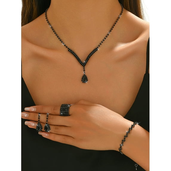 Sdmnsg-T Bride Necklace Earrings Set Silver Crystal Bridal Wedding Jewelry Sets Prom Costume Jewelry Set Party Choker Necklace for Women and Brides