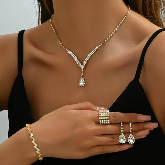 Sdmnsg-T Bride Necklace Earrings Set Silver Crystal Bridal Wedding Jewelry Sets Prom Costume Jewelry Set Party Choker Necklace for Women and Brides