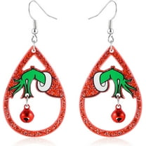 Sdmnsg-T Christmas Earrings for Women Red Green Christmas Jingle Bell Earrings Glitter Teardrop Dangle Earrings Holiday New Year Christmas Jewelry Gift