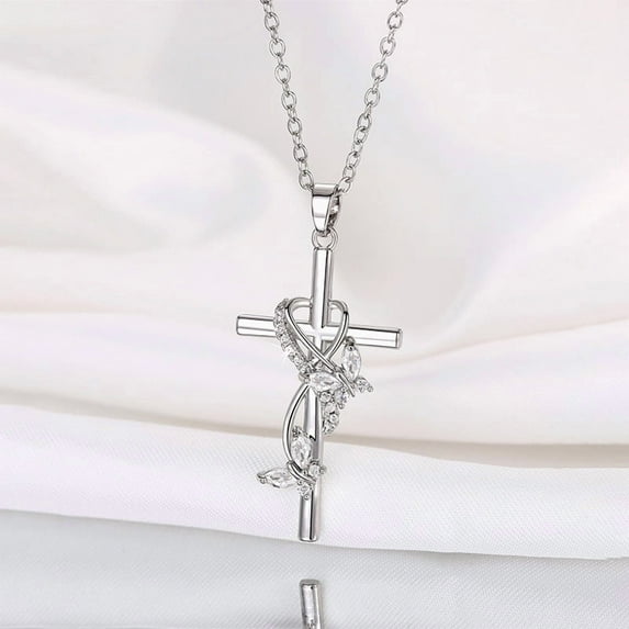 Sdmnsg-T Cross Necklace Sterling Silver Cross Pendant Necklace Religious Gifts for Women Men