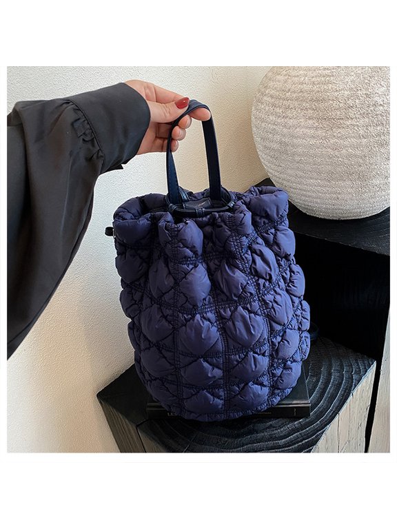 Cute Puffer Backpack Purse Women, Fashion Quilted Shoulder Bag Bookbag Shiny Y2k Backpack Puffy Daypack Chic Design