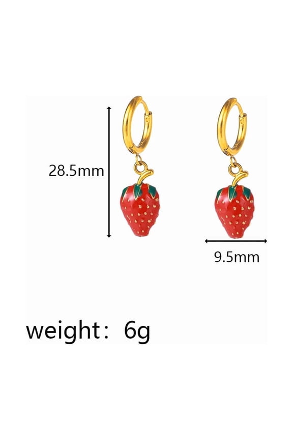 Cute Strawberry Small Hoop Earrings for Women Tiny Huggie Red Enamel Lifelike Fruits Lucky Hypoallergenic Drop Dangle Jewelry Birthday Xmas Gifts for Daughter Niece Strawberry