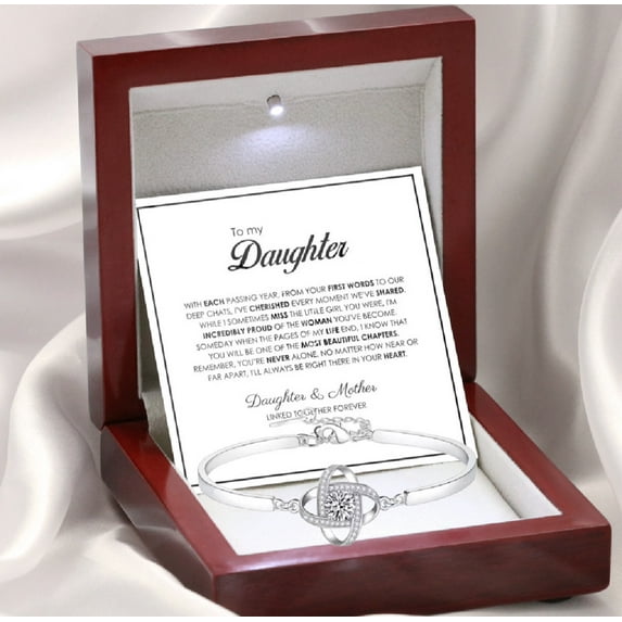 Sdmnsg-T To My Daughter Love Knot Bracelet From Dad With Heartfelt Message & Elegant Box, Bracelet Gifts For Daughter, Valentines Day, Graduation, Birthday, Wedding, Christmas Gifts From Dad