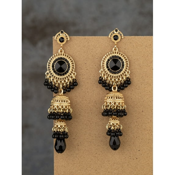 Sdmnsg-T Earring for Women Long Tassel Earring Traditional Bohemian Earring Dangle Drop Cubic Zirconia Oxidized Dangling Boho Beads Bell Vintage Ethnic Gypsy Indian Jewelry Gift