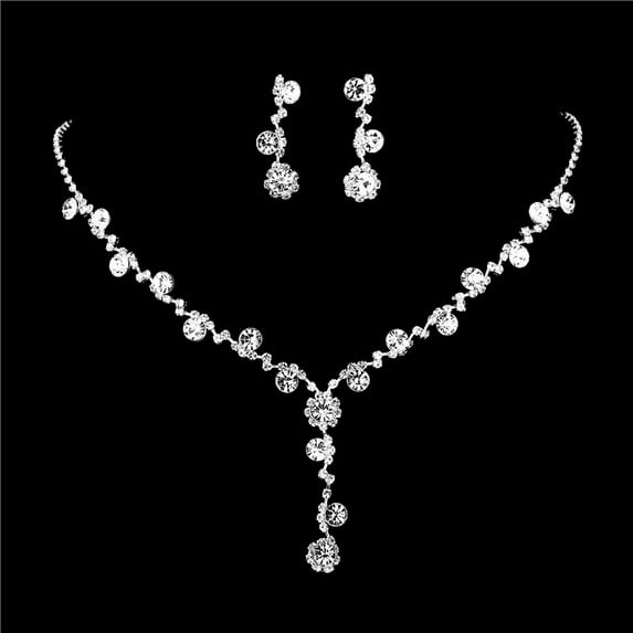 Sdmnsg-T Elegant Bridal Necklace Earrings Bracelets Leaves Shape Wedding Prom Dress Accessories Rhinestones Jewelry Sets for Bride Bridesmaid