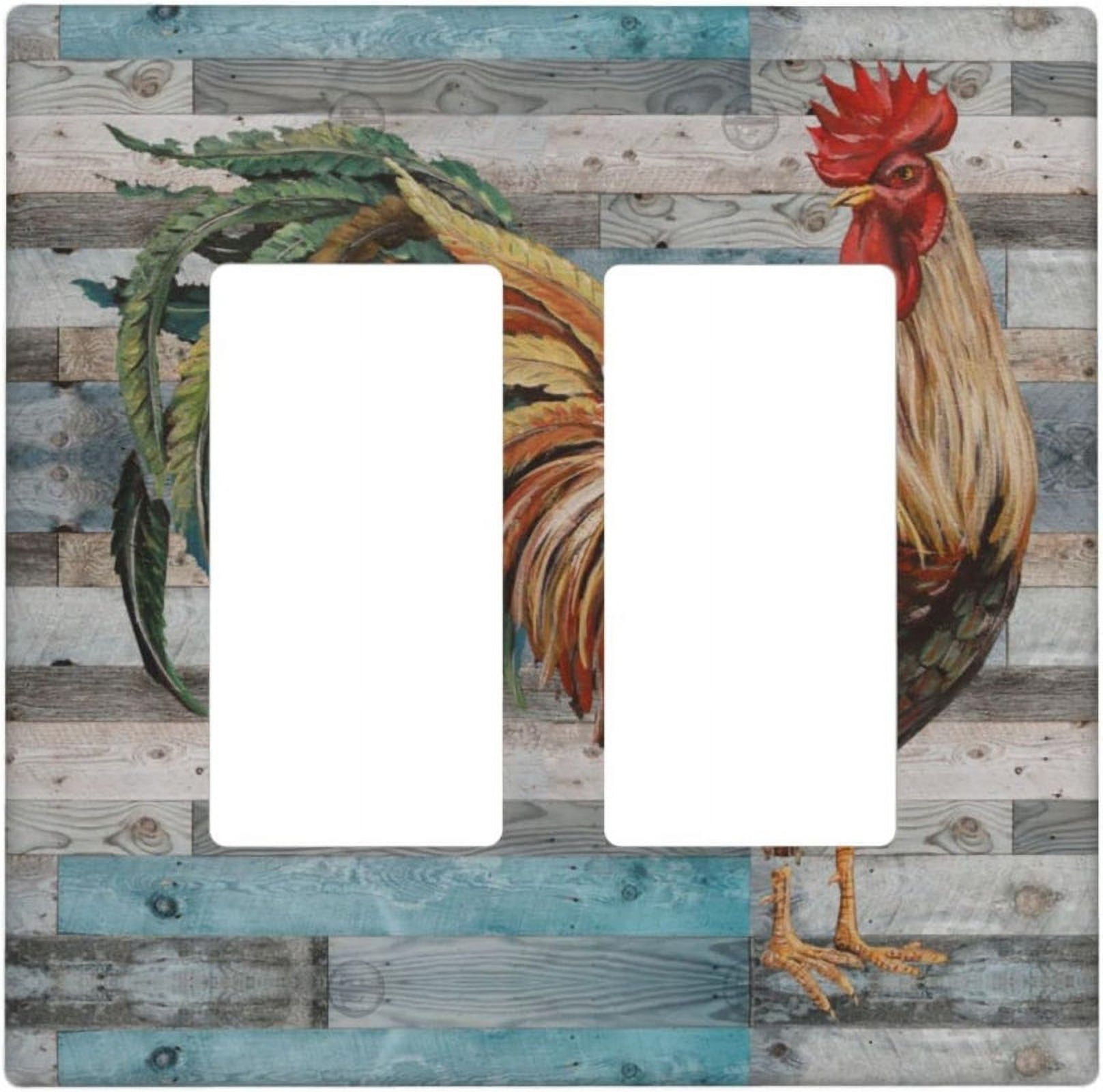 Sdmnsg-T Farmhouse Rooster Print 2 Gang Double Rocker Decorative ...