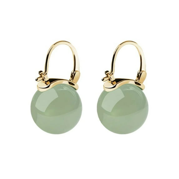 Sdmnsg-T Faux Round Jade Small Huggie Hoop Earring for Women Vintage Style Hypoallergenic Tiny Dainty Cuff Mini Hoops Daily Evening Party Accessorie Gift Chic Valentine's Day Cocktail