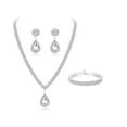 thumbnail image 1 of Sdmnsg-T Flower Bridal Wedding Jewelry Set Silver Crystal Necklace Earrings Sets Formal Costume Jewelry for Women and Brides, 1 of 9