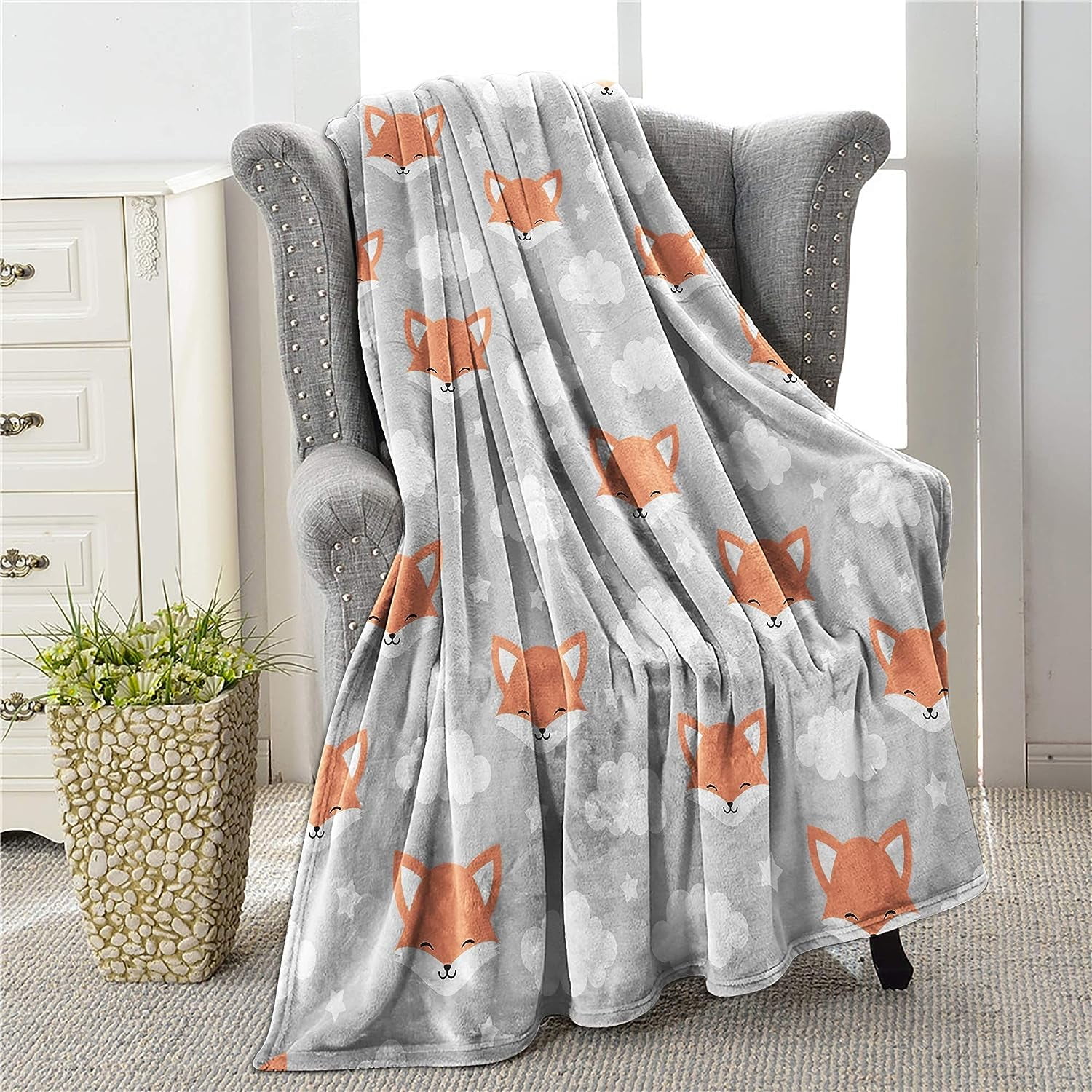 SdmnsgT Fox Blanket for Girls Boys, Cute Fox Throw Blankets for Kids