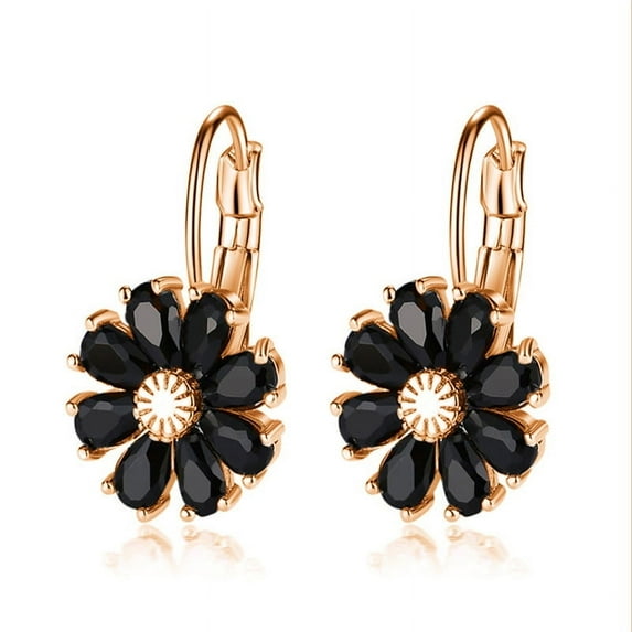 Sdmnsg-T Gold Flower Earrings Birthstone Leverback Earrings Hypoallergenic Vintage Floral Earrings for Women Trendy