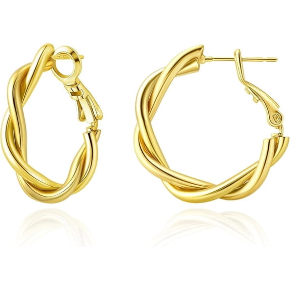 Sdmnsg-T Gold and Silver Hoop Earrings for Women, Lightweight Twisted Desgined, Mixed Metal with 925 Sterling Silver Post Gold