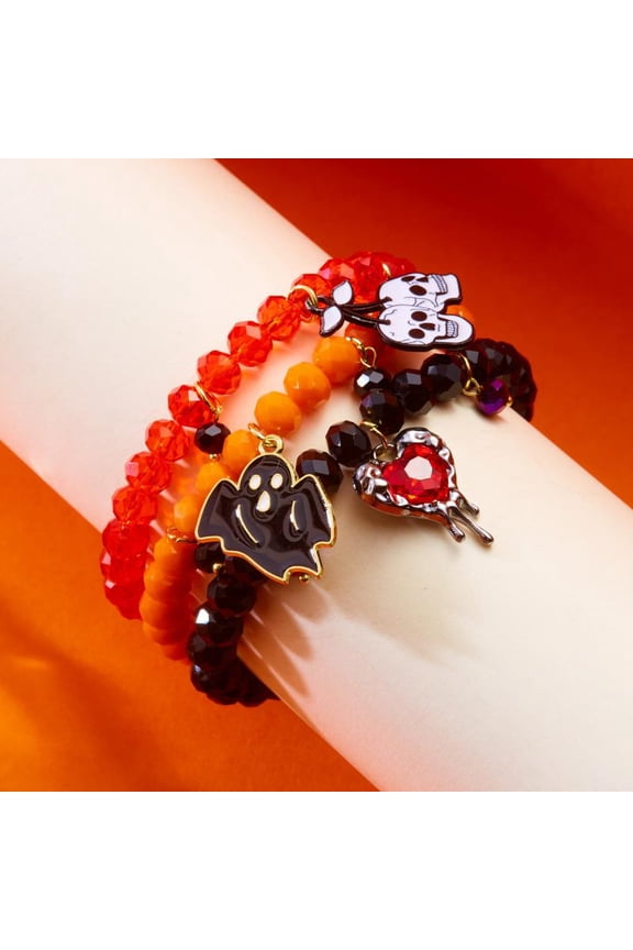 Halloween Multi-layer Pumpkin Bracelet Party Bracelet Elastic Multi-layer Bracelet Jewelry Gift
