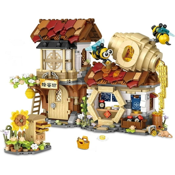 Sdmnsg-T Honey Workshop Mini Building Blocks, MOC Creative Building Toys Model Set for Girls Boys, 1242 PCS Simulation Architecture Construction Toy, Gift Idea for Adults