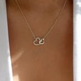 thumbnail image 1 of Sdmnsg-T Interlocking Double Heart Pendant Necklace, Gold Plated Chain, Dainty Love Design, 1 of 6