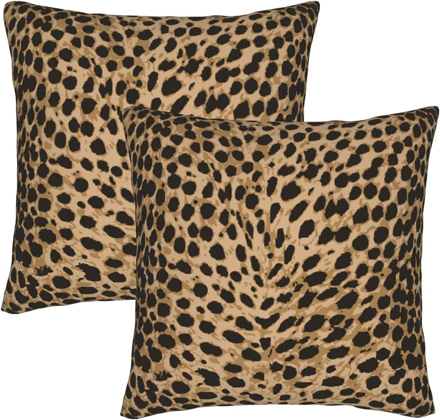 Leopard Print Polyester 18x18 Inch Throw Pillow Covers Set