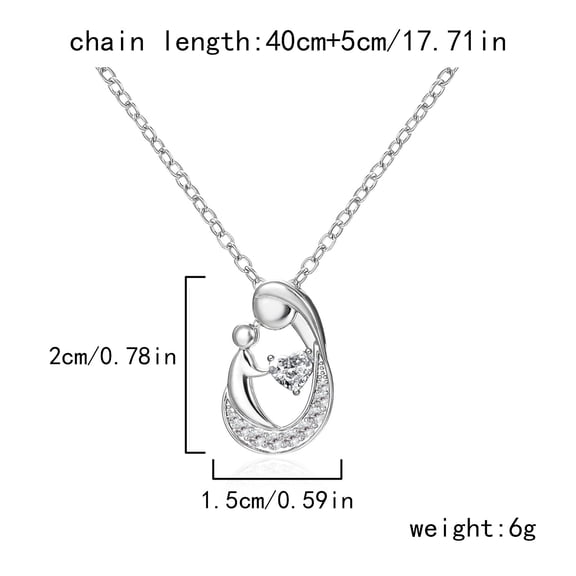 Sdmnsg-T Mother's Day Gifts S925 Sterling Silver Mother Daughter Necklaces 18K White Gold Plated Mom Heart Birthstone Necklace Mom Pendant Necklaces for Mom New Mum Grandma Women Wife