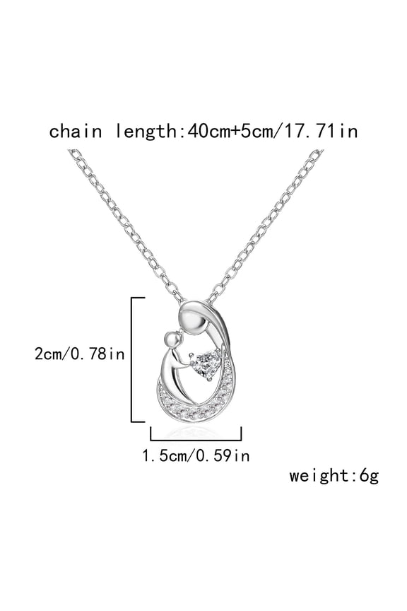 Mother's Day Gifts S925 Sterling Silver Mother Daughter Necklaces 18K White Gold Plated Mom Heart Birthstone Necklace Mom Pendant Necklaces for Mom New Mum Grandma Women Wife