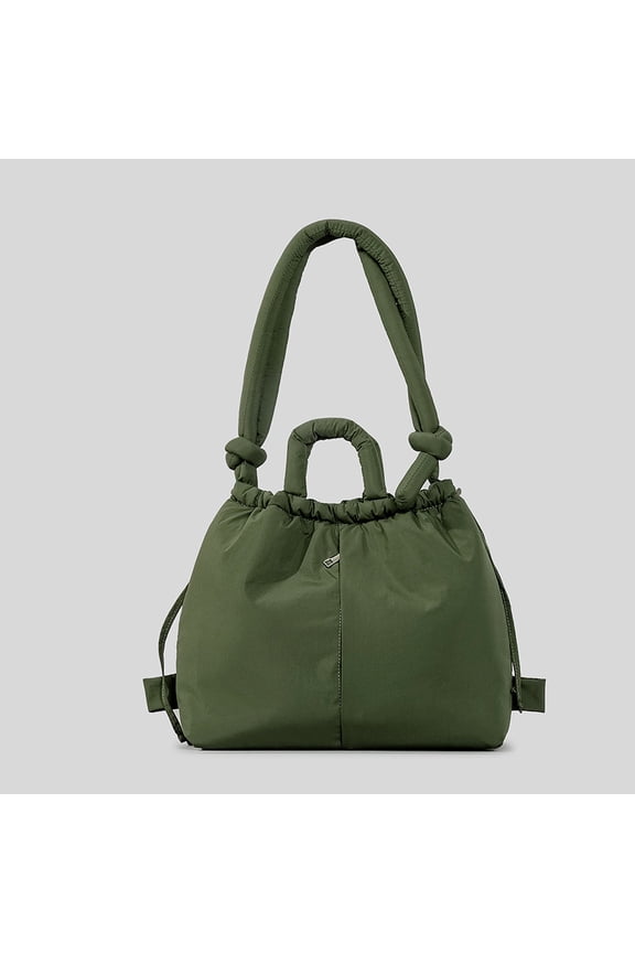 Puffer Tote Bag Large Puffy Drawstring Backpack for Women Alt Quilted Bubble Shoulder Bag Convertible Trendy Lightweight Backpack for Daily Travel Work