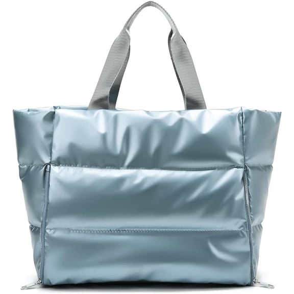 Sdmnsg-T Puffer Tote Bag Large Shiny Yoga Mat Quilted Puffy Tote Bag Trendy Bubble Purse For Women Oversized Gym Shoulder Handbag