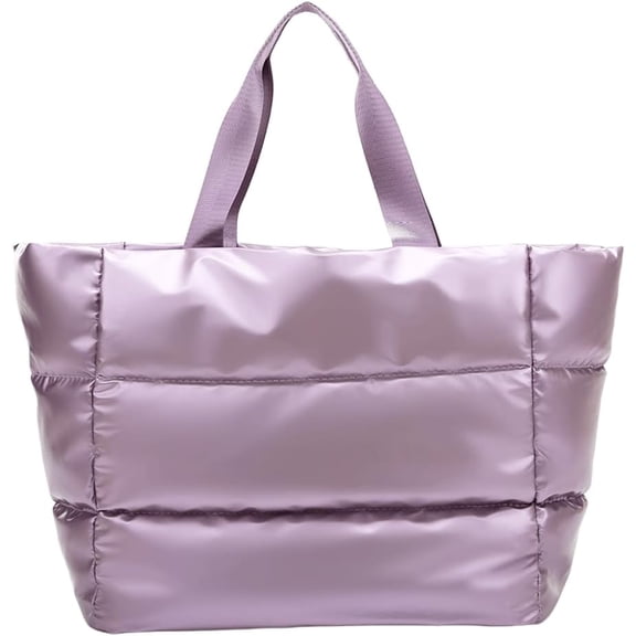 Sdmnsg-T Puffer Tote Bag Large Shiny Yoga Mat Quilted Puffy Tote Bag Trendy Bubble Purse For Women Oversized Gym Shoulder Handbag
