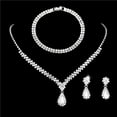 thumbnail image 1 of Sdmnsg-T Rhinestone Bridal Wedding Jewelry Set Silver Crystal Necklace Earrings Sets Formal Costume Jewelry for Women and Brides, 1 of 12
