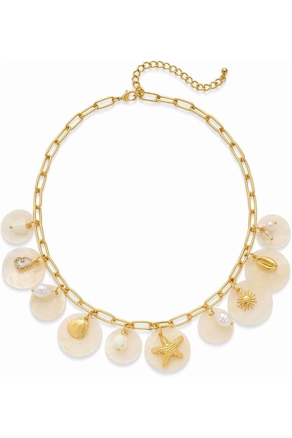 Shell Necklace Shell Conch Starfish Charm Necklace Boho Summer Necklaces Beach Jewelry for Women