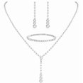 thumbnail image 1 of Sdmnsg-T Silver Bridal Wedding Jewelry Set Rhinestone Necklace Earrings Sets Formal Prom Costume Jewelry Sets for Women and Brides, 1 of 12