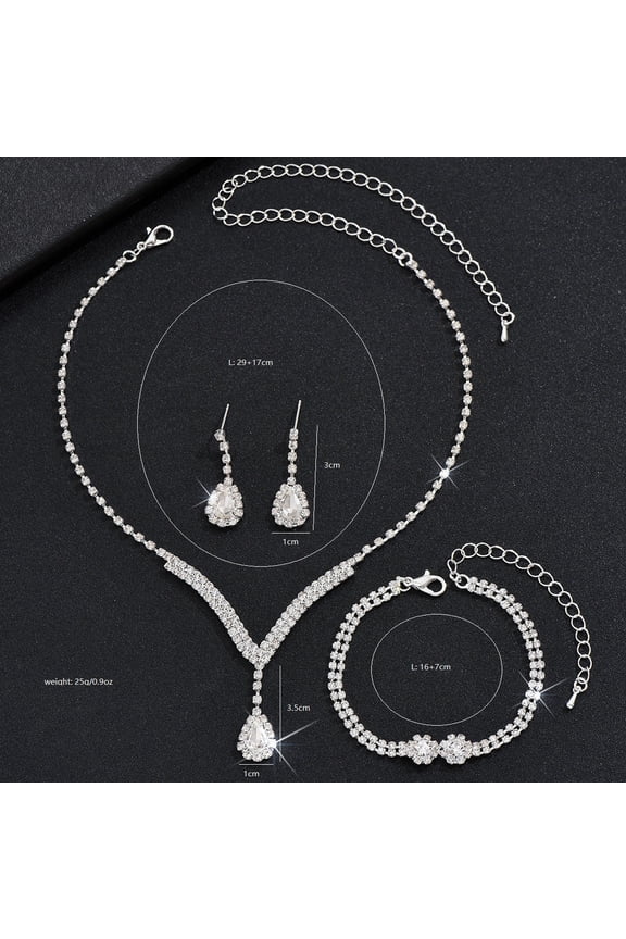 Silver Bride Wedding Jewelry Sets Blue Crystal Bridal Necklace Earrings Set Rhinestone Prom Costume Jewelry Set Choker Necklace for Women and Brides