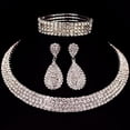 thumbnail image 1 of Sdmnsg-T Silver Rhinestone Bridal Wedding Jewelry Set Crystal Necklace Earrings Bracelet Sets Formal Costume Jewelry for Women and Brides, 1 of 15