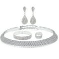 thumbnail image 1 of Sdmnsg-T Silver Rhinestone Bridal Wedding Jewelry Set Crystal Necklace Earrings Bracelet Sets Formal Costume Jewelry for Women and Brides, 1 of 15