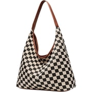Sdmnsg-T Slouchy Shoulder Bag Checkered Y2K Hobo Tote Bag for Women Vintage Checkerboard Large Capacity Crossbody Purse Casual Retro For Mom,Women