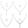 thumbnail image 1 of Sdmnsg-T Sparkled Jewelry Set for Women Silver Rhinestone Necklace Teardrop Dangle Earrings Bracelet for Bride Bridesmaid Crystal Bridal Prom Costume Jewelry Accessories for Wedding Party, 1 of 34
