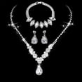 thumbnail image 1 of Sdmnsg-T Sparkled Jewelry Set for Women Silver Rhinestone Necklace Teardrop Dangle Earrings Bracelet for Bride Bridesmaid Crystal Bridal Prom Costume Jewelry Accessories for Wedding Party, 1 of 34