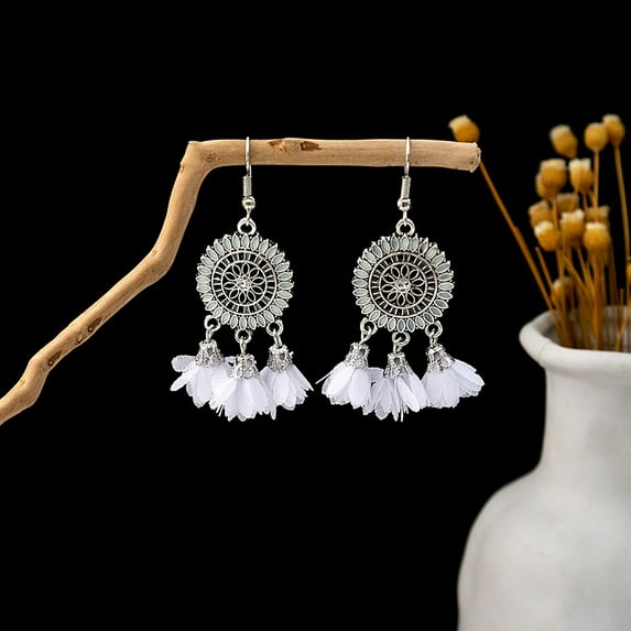 Sdmnsg-T Vintage Peacock Dangle Earrings for Women Bohemian Blue Crystal Feather Peafowl Statement Drop Dangling Stud Earring Boho Xmas Birthday Holiday Wedding Jewelry Gifts for Her Bff