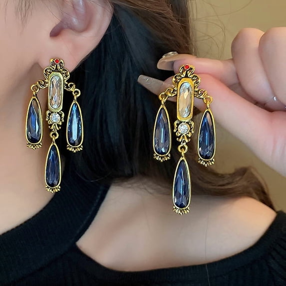 Sdmnsg-T VintageTassel Drop Dangle Earrings Indian Ethnic Beaded Bell Statement Antique Traditional Earring for Women Crystal Wedding Party Festival Bohemian Bollywood Jewelry Gift