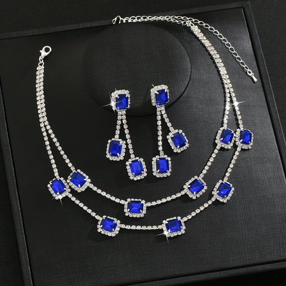 Sdmnsg-T Wedding Jewelry Set Silver Necklace Earrings Bracelet Sets Prom Formal Costume Jewelry Sets for Women and Brides