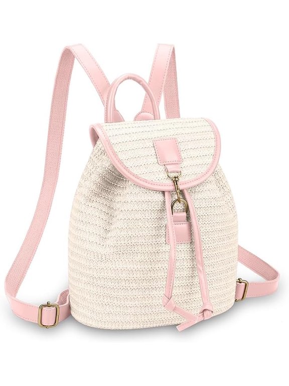 Woven Straw Backpack for Women - Cute Handwoven Boho Shoulder Bag Trendy Daypack Travel Beach Vacation Summer Purse