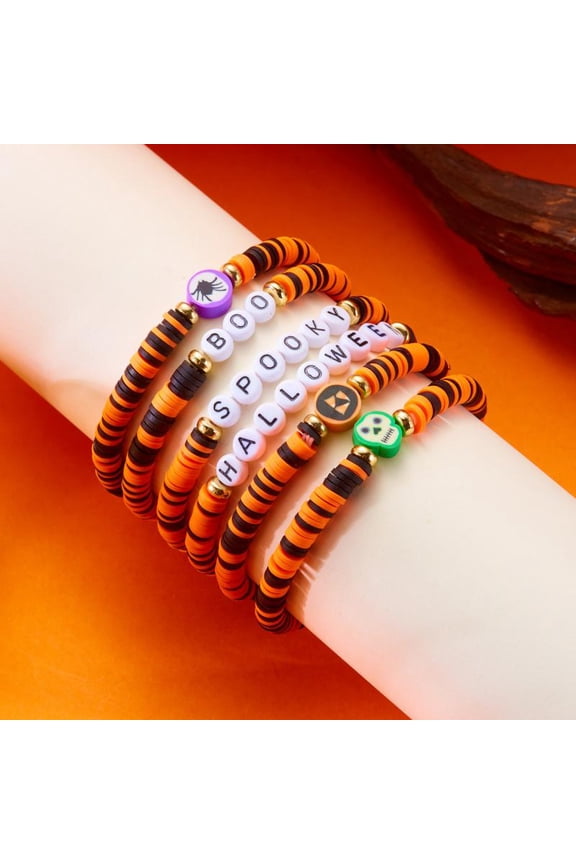 tHalloween Multi-layer Pumpkin Bracelet Party Bracelet Elastic Multi-layer Bracelet Jewelry Gift