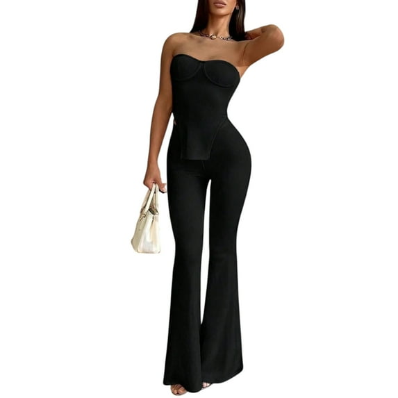 Women’s Plus‑Size Knitted Two‑Piece Set – Sleeveless Vest & High‑Waisted Wide‑Leg Pants, Summer Beach Casual