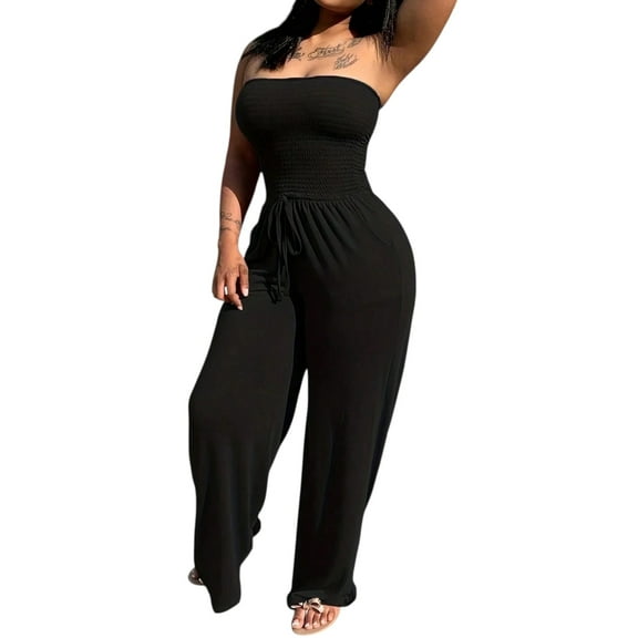 Women’s Multi-Color Backless Corset Jumpsuit – Elegant Wide-Leg Summer Travel Outfit, Plus Sizes